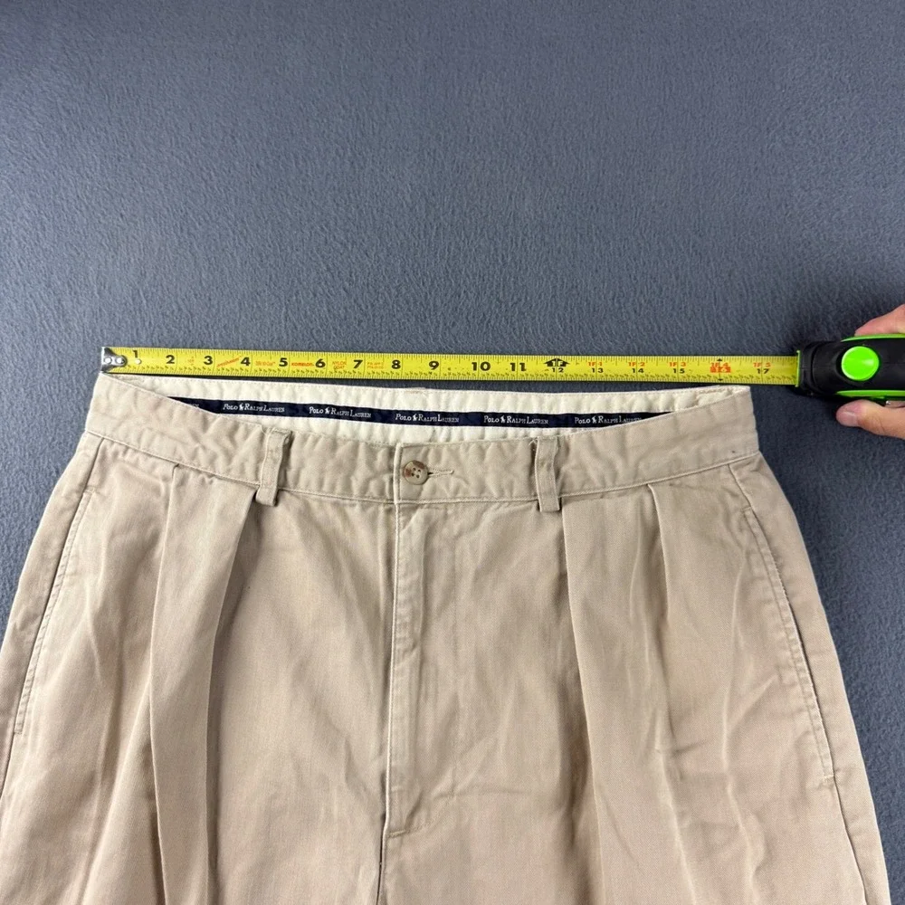 Vintage USA Polo Ralph Lauren Pants Mens 34x31 (Fits 33x30) Beige Double Pleated